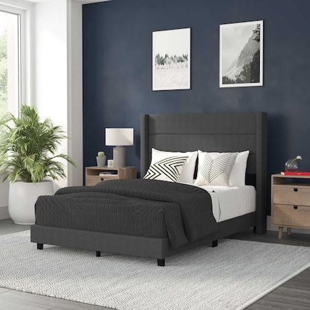 Flash Furniture Charcoal Queen Platform Bed with Headboard YK-1078-CHAR-F-GG